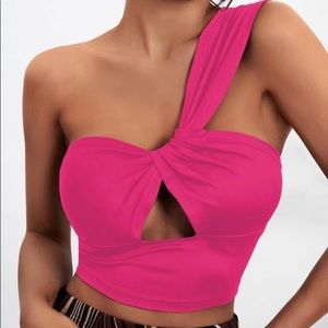 One Shoulder Cut Out Crop Top